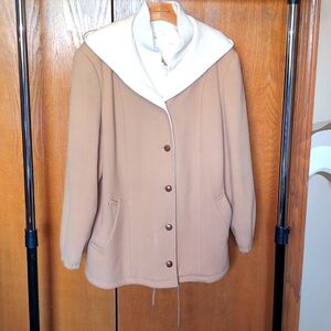 Nice, two-tone, lined, wool, ladies coat. Made in the USA.
